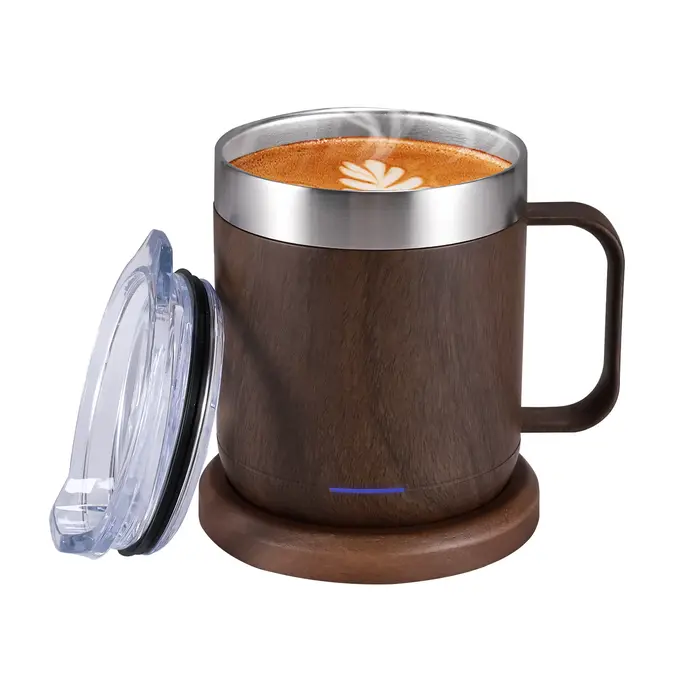 Tasse à café auto-chauffante Chauffe USB intelligent avec 55 ° C (131 ° F) Thermostat Double couche chauffe-tasse de qualité alimentaire pour bureau/maison/cadeaux