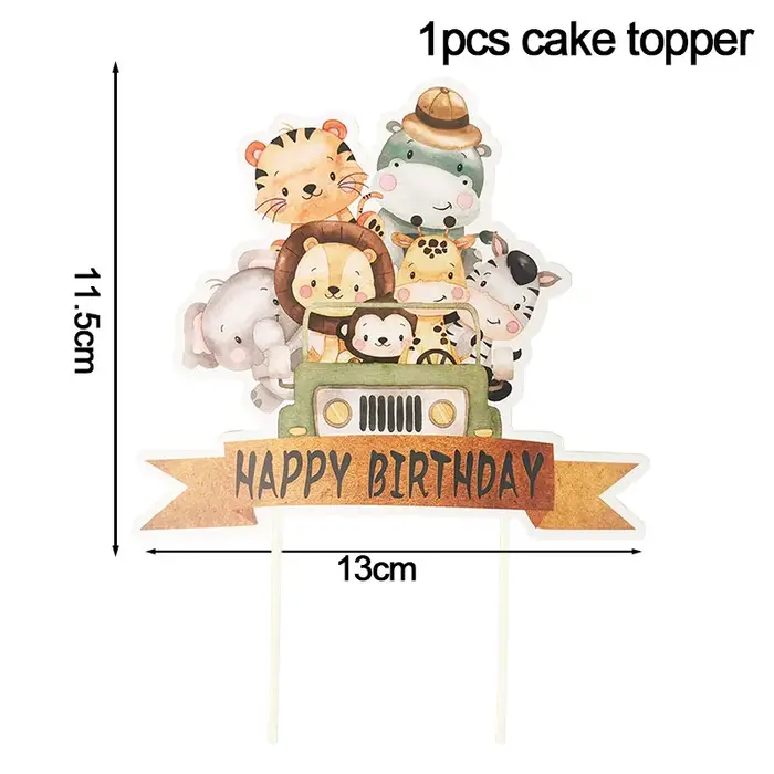 Décorations de fête d'anniversaire de la forêt et de la Jungle, ensemble de nappe avec animaux sauva