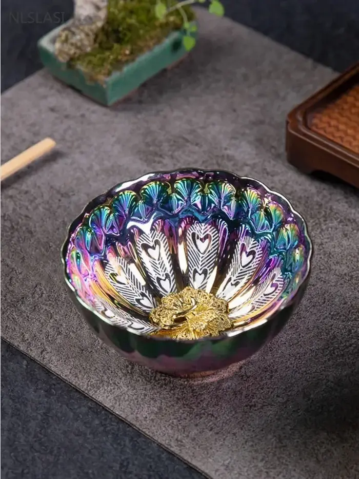 Tasse à thé paon colorée de 140ml