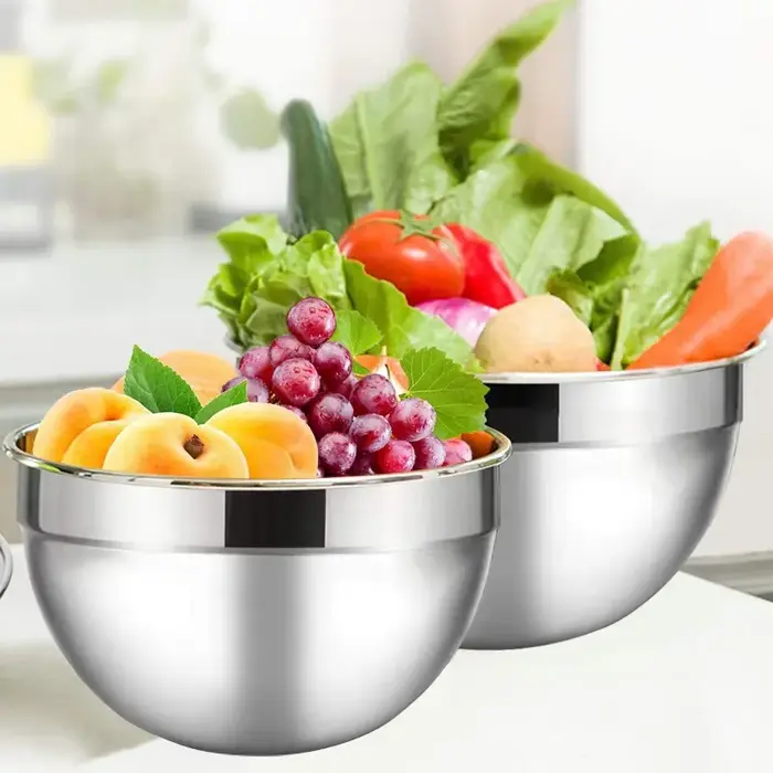 Bassin à salade en acier inoxydable 5 pièces avec couvercle
