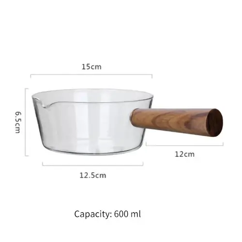 Pot à lait en verre avec manche en bois