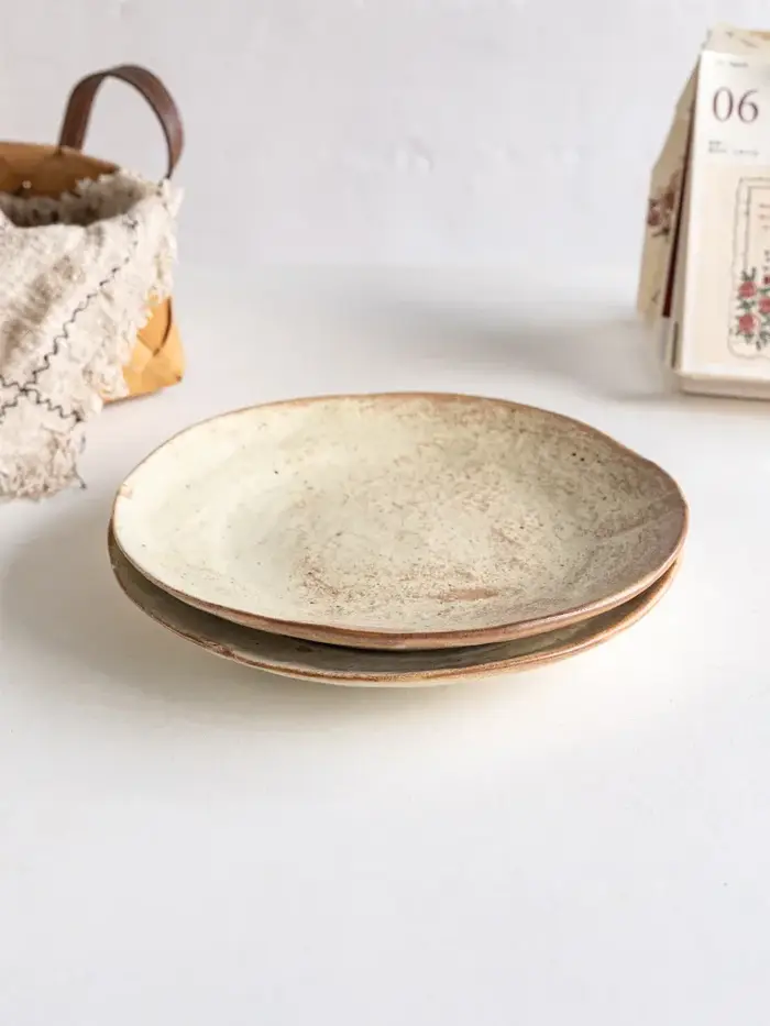 Assiette en céramique rustique faite à la main de style japonais pour pâtes