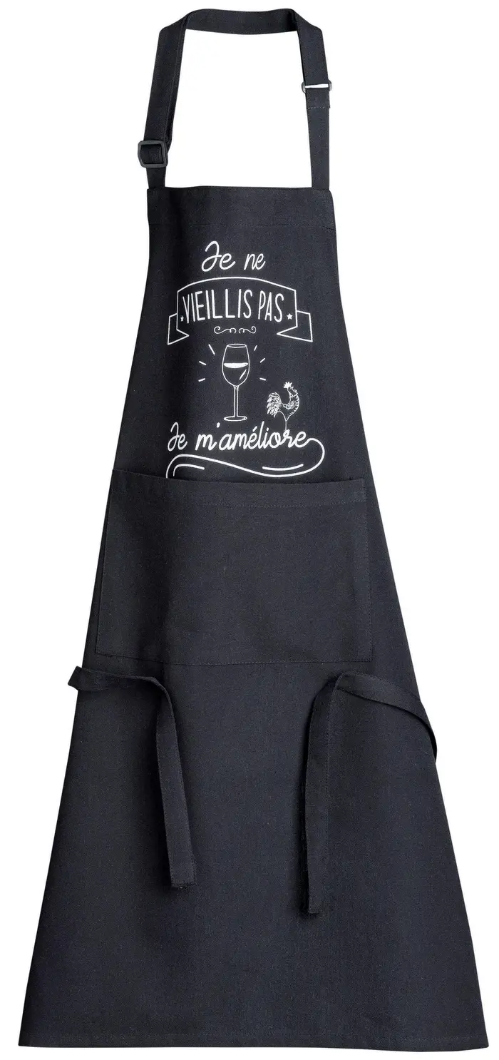 Tablier de cuisine Je m'amliore recycl Noir 72 x 90