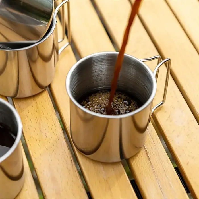 Tasses tasse à boisson ustensiles de cuisine de voyage tasse en acier inoxydable tasse touristique vaisselle extérieure tasse d'eau potable ustensiles de pique-nique tasse de Camping