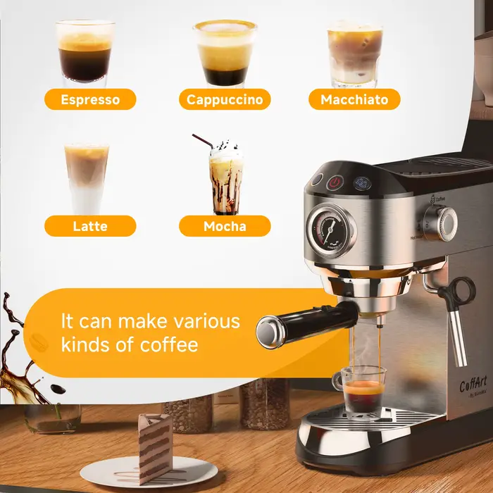 Machine à café semi-automatique en acier inoxydable