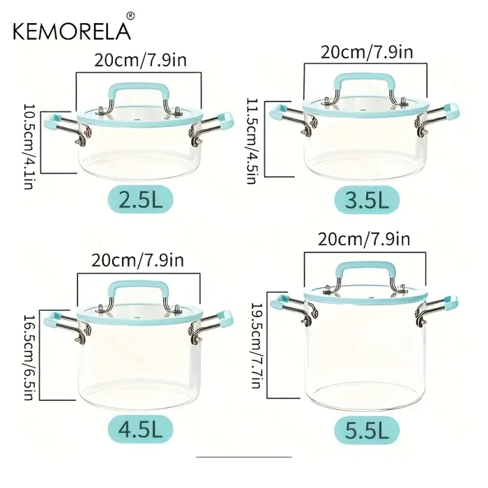 1 pièce Casserole en verre avec couvercle