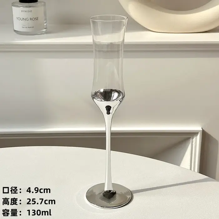 Verre à Champagne à taille française, verre de cristal plaqué sur pelles, verre à bulles, vin rouge 