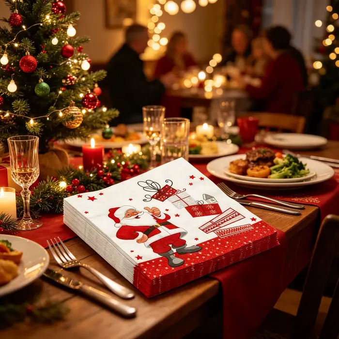 Serviettes de table de Noël 20/40/60 pièces - Père Noël