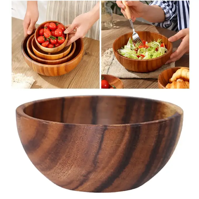 Bol à salade en bois, ustensiles de cuisine ménagers