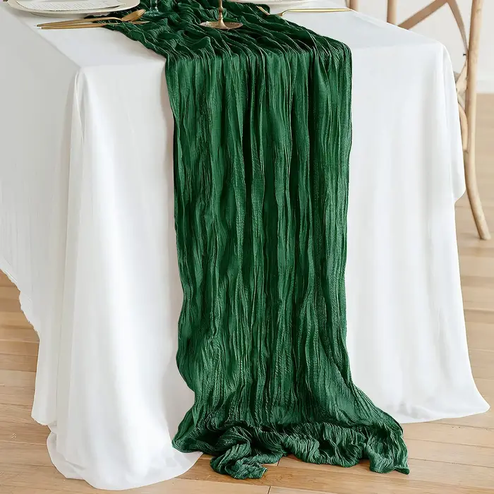 Chemin de Table Vintage Semi-transparent en Gaze de Gaze