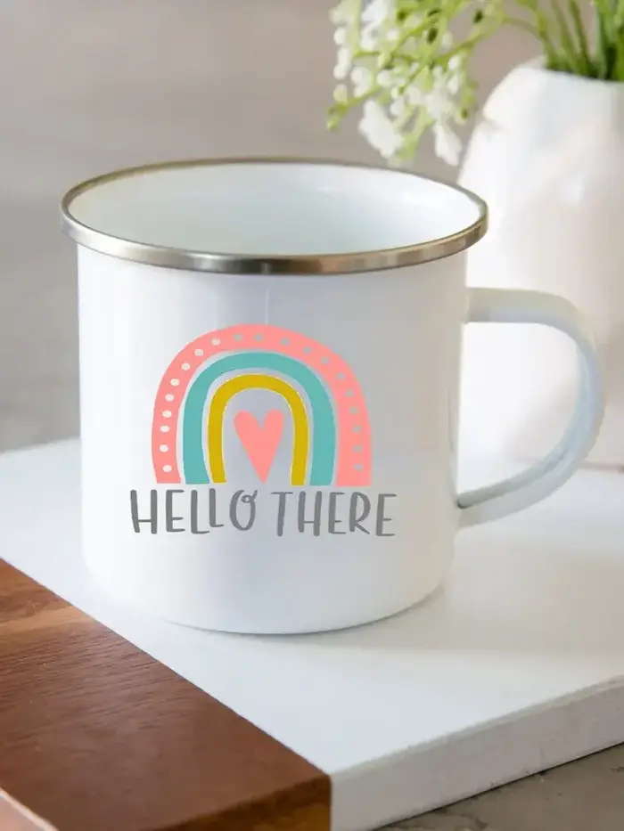 Tasse à Café Créative en Émail Motif Léopard Arc-en-ciel, Avec Poignée, Idéal pour l'École et la Maison, Cadeau pour Enseignant