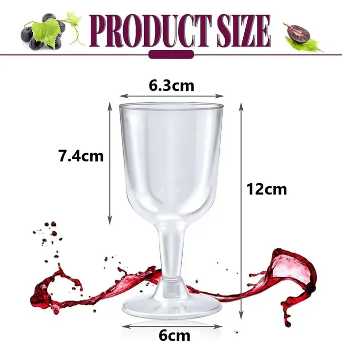 Verre à vin en plastique transparent AFOURT-50Pcs
