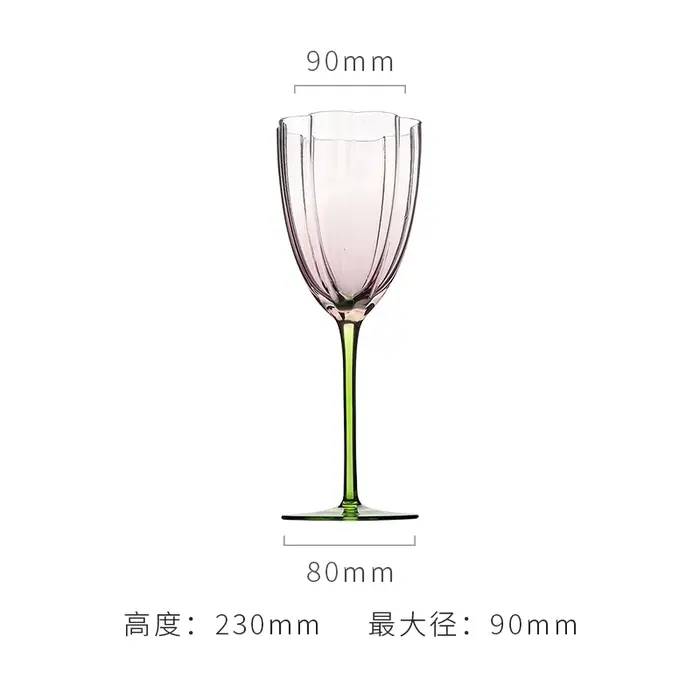 Gobelet à pétales français Vintage rose vert, verre à Champagne de grande valeur, verre de cristal d