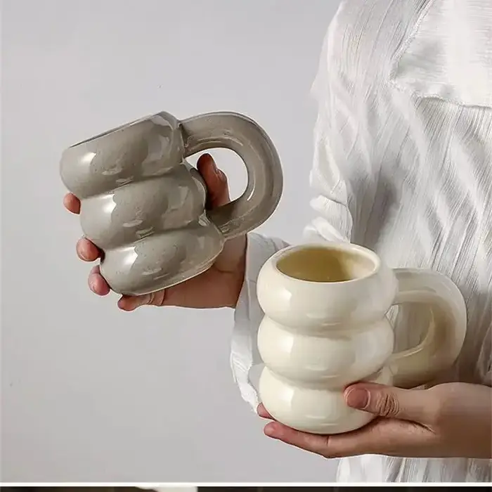 Mignon épaissir tasses d'eau en céramique café tasse à lait avec poignée 420Ml grande