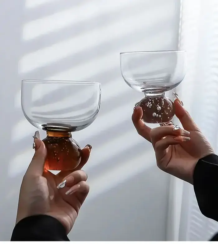 Gobelet à glace en verre de style vintage de luxe léger