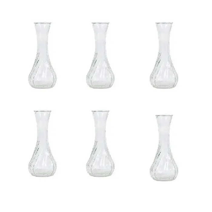 Lot de 6 mini-vases en verre transparents pour décoration de table, style rustique vintage, pour cul