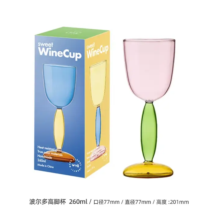 Verres colorés à haute teneur en Borosilicate faits à la main, gobelet créatif, Champagne, couleur c