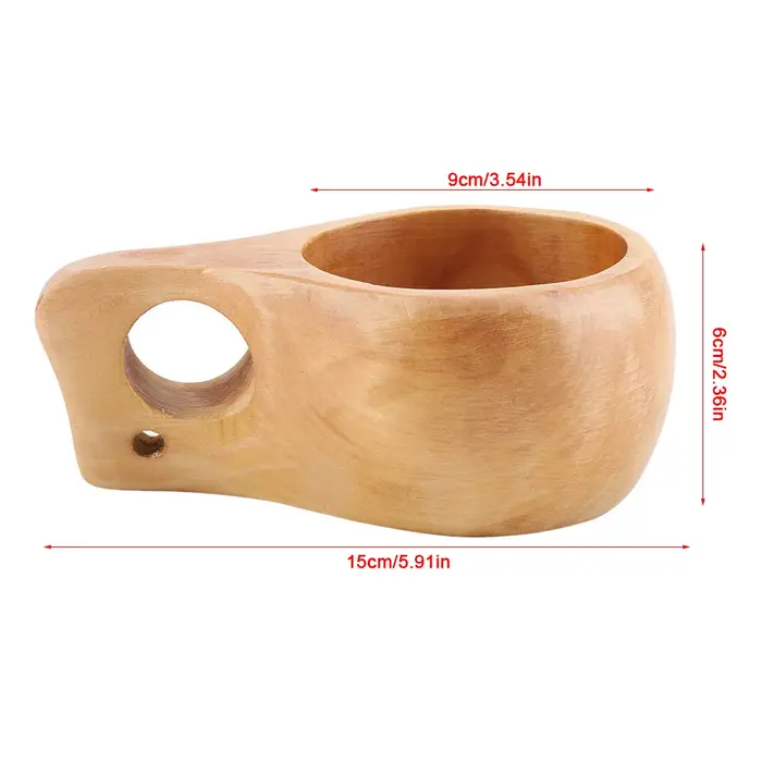 Tasse à café en bois portable avec poignée