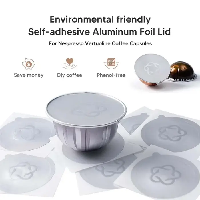 ICafilas Capsules rechargeables dosettes couvercles feuilles d'aluminium autocollants pour Nespresso Vertuo prochain cafetière automatique Machine