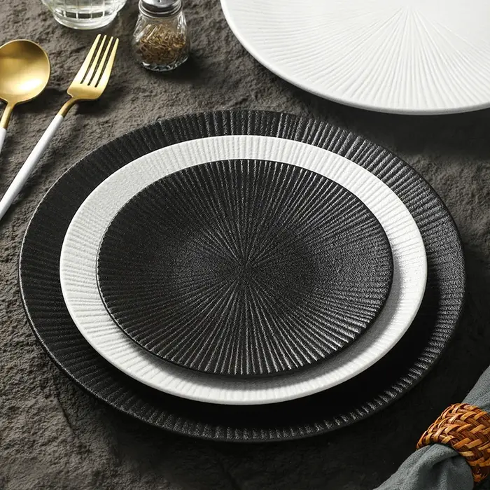 Assiette de table rétro noire assiettes de cuisine chinoise