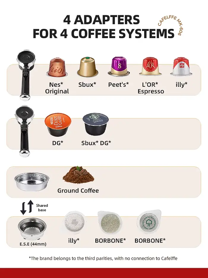 Cafelffe 4-en-1 cafetière chaude/froide Dolce gusto nespresso machine ESE dosette moulu Cappuccino expresso