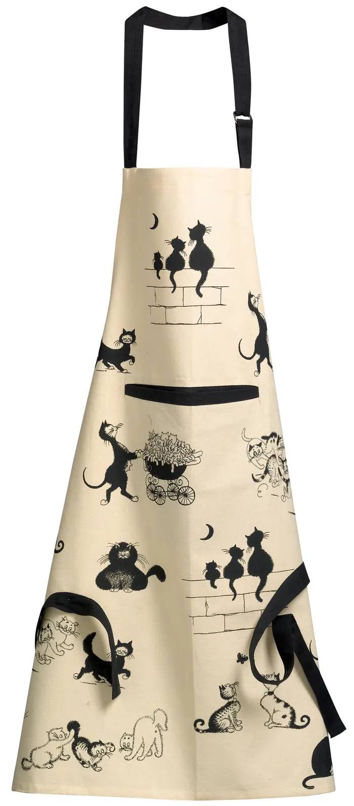 Tablier de cuisine imprim Dubout 3 chats Beige 72 x 85