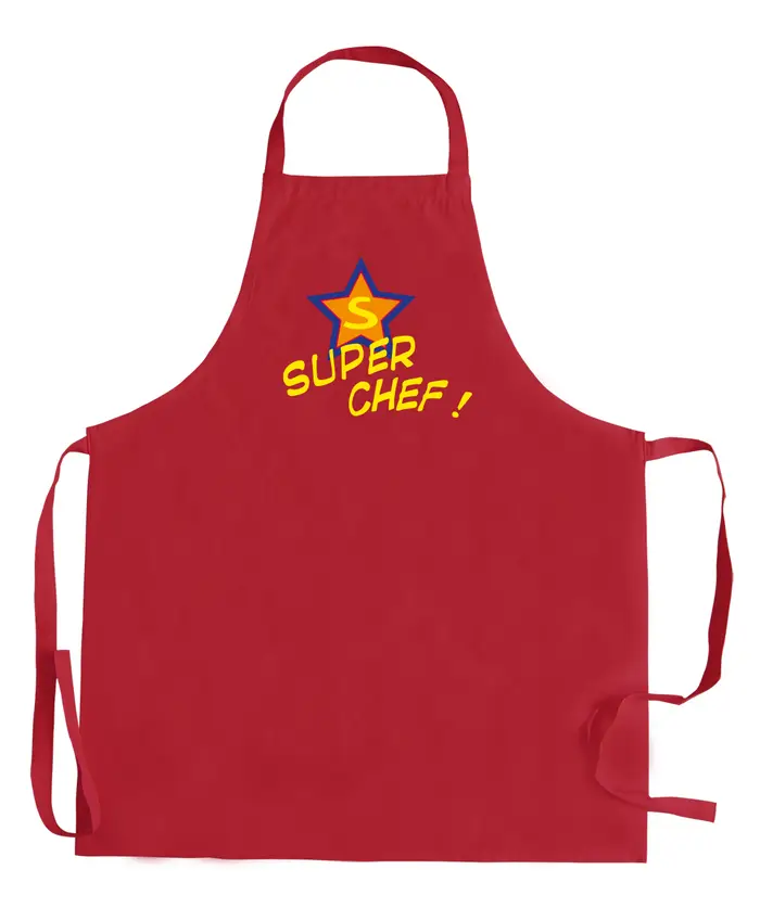 Tablier de cuisine adulte sans poche Super Chef recycl Rouge 72 x 90