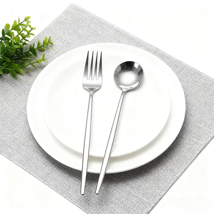 Ensemble de couverts en acier inoxydable argenté de 12/24 pièces