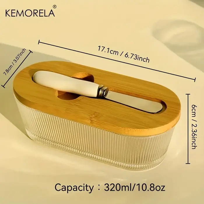 Beurrier en verre avec couvercle scellé, 1 pièce, Design élégant et doré, plateau de rangement Durab