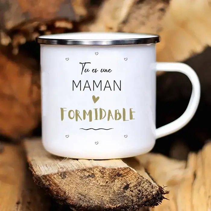 Tasse en émail imprimée française frère amis boisson lait tasses à café annonce de grossesse