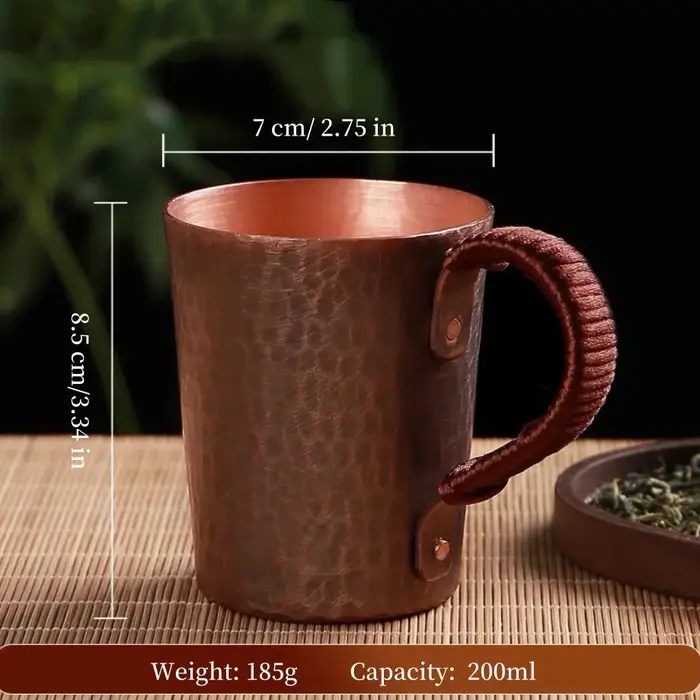 Tasse à café Vintage en cuivre pur, poignée tissée à Texture marteau, Mule de petit déjeuner, tasse