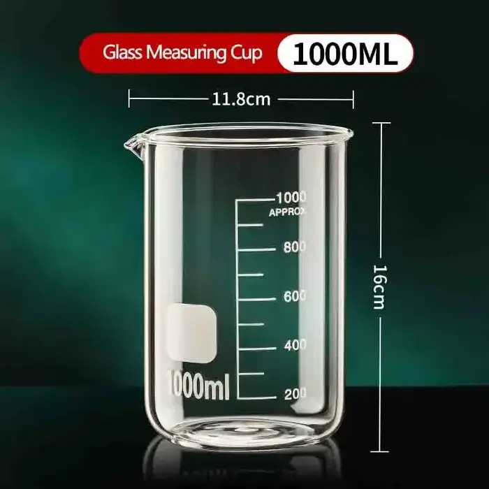Grande Capacité Tasse à Mesurer en Verre de Haute Borosilicate Transparente Gobelet Gradué Résistant à la Chaleur Multifonctionnel