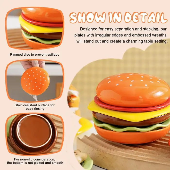Ensemble d'assiettes à hamburger empilables