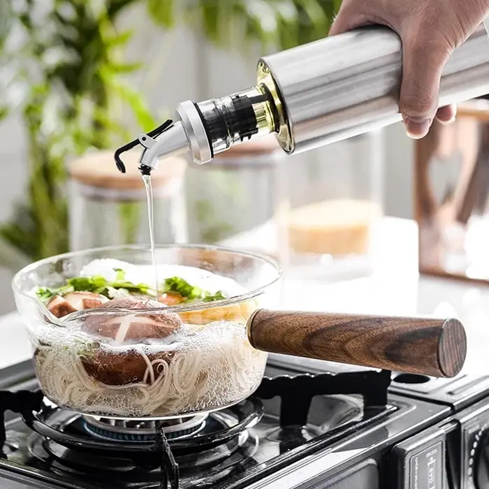 Pot à lait en verre avec manche en bois, cuisson transparente, chauffage, soupe au lait, ustensiles