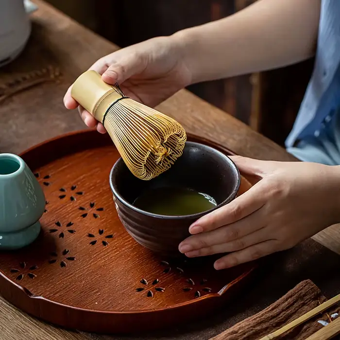 Fouet à thé Matcha japonais (Chasen), cuillère à thé (Chashaku), thé Matcha