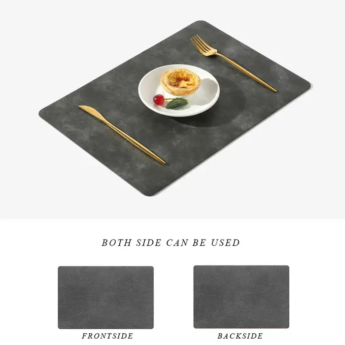 Napperons en cuir PU à motif de peau de vache délavée, tapis de Table de cuisine Double face résista