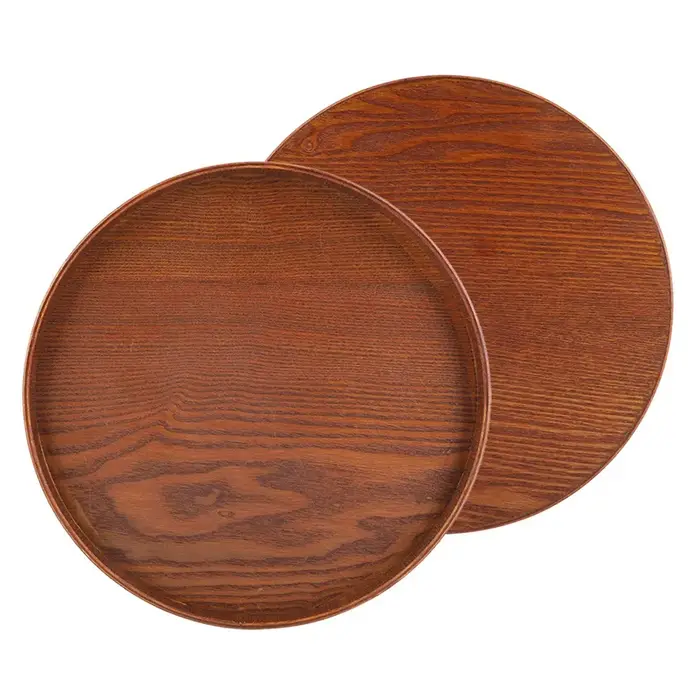 Plateau de service en bois massif pour café