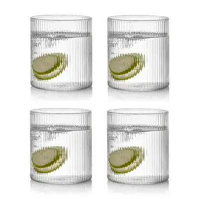 Verres à whisky ondulés 4 pièces, verre à eau, verre à jus, tasse à eau, lot de 4