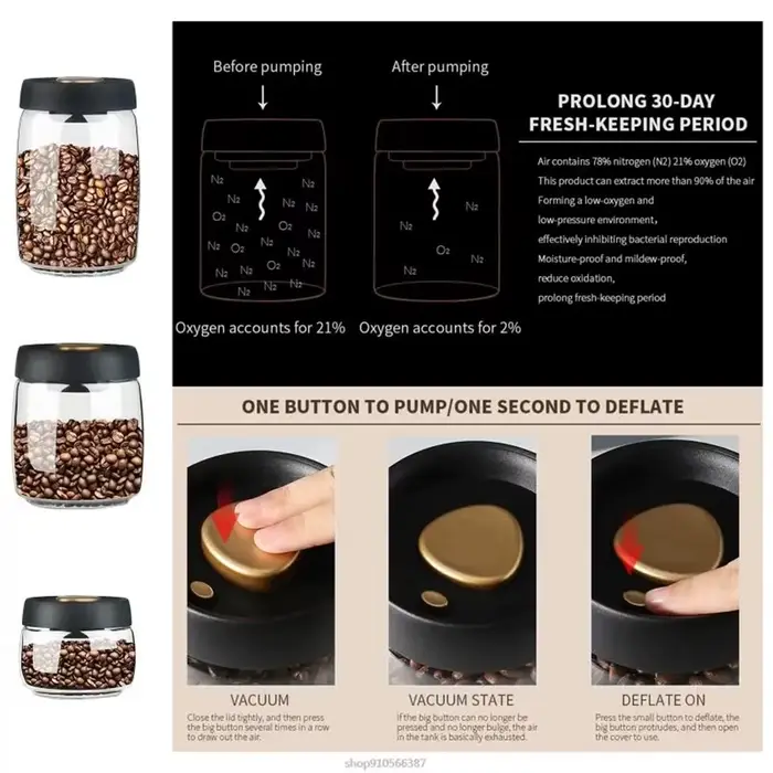 Réservoir scellé sous vide pour grains de café
