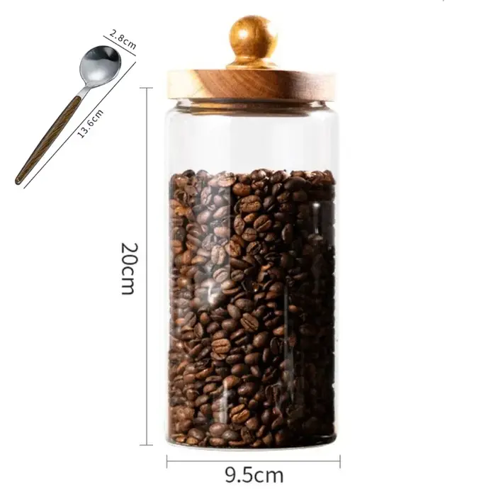 Bocal hermétique en verre pour grains de café