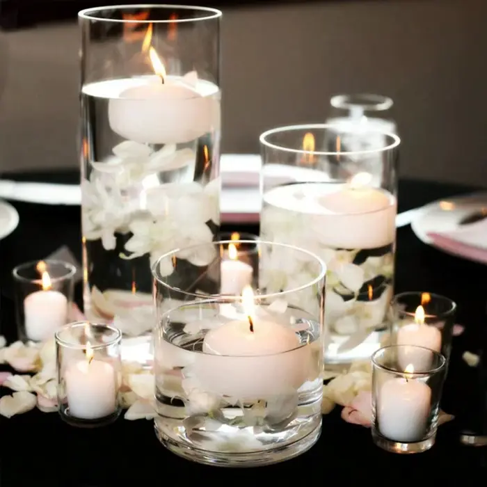 Cylindre verre tasse chandelier mariage Transparent bougie porte-gobelet Vase