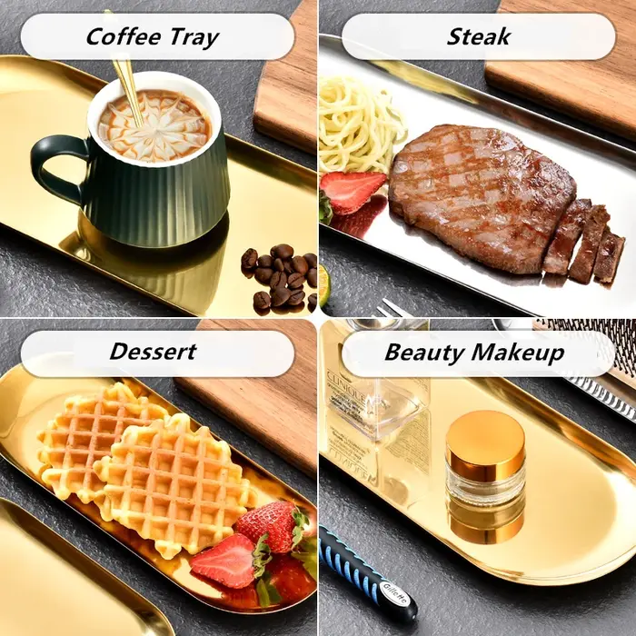 Assiette de cuisine en acier inoxydable doré