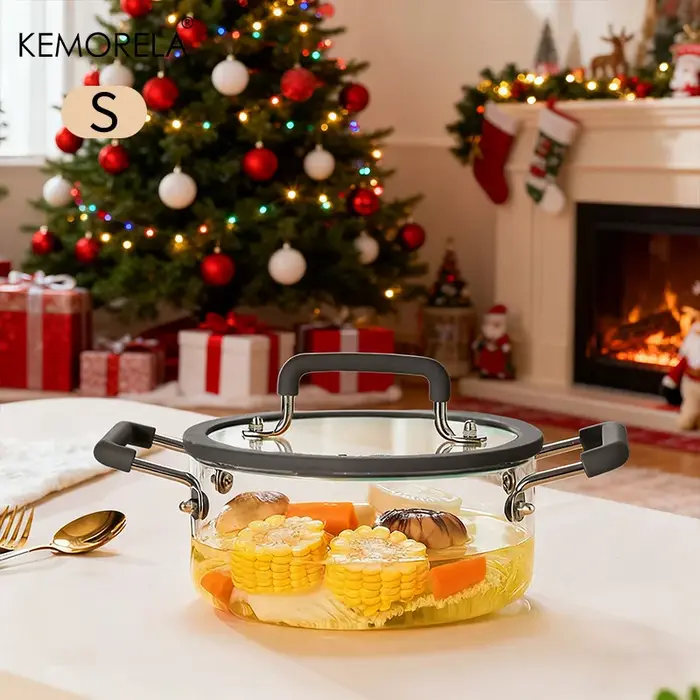 1 pièce Casserole en verre avec couvercle, plusieurs options de capacité, pot de cuisson en verre ré