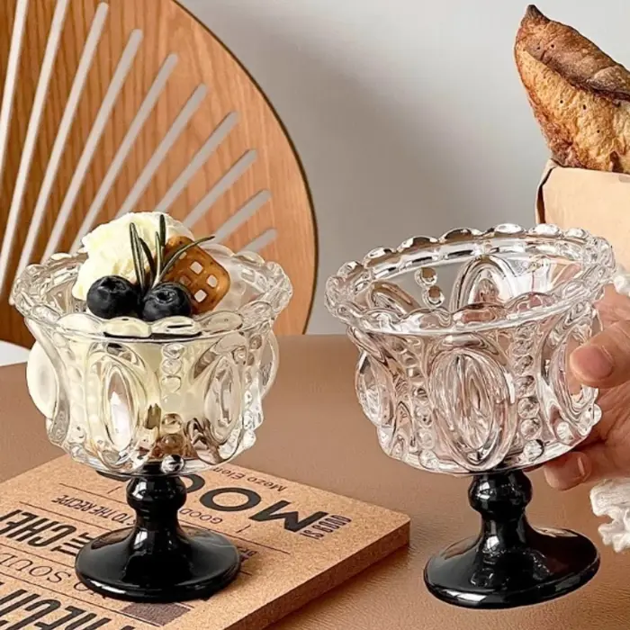 2026 Nouvelle Tasse à dessert en verre à pied haut