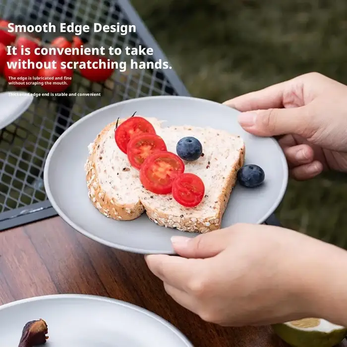 Assiette ronde givrée en titane ultralégère portable pour camping en plein air 200 mm – Vaisselle de pique-nique