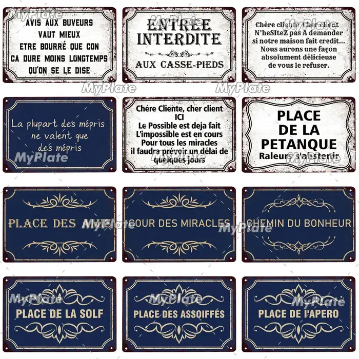[MyPlate] signe en métal français Plaque Vintage
