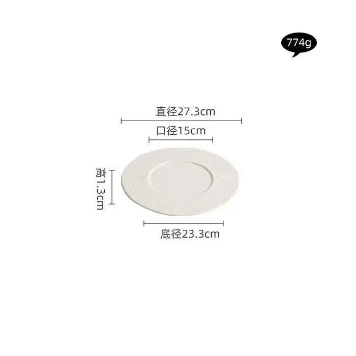 Assiette en céramique blanche à pois, assiette plate ronde, assiette à steak, assiette à pâtes, assi