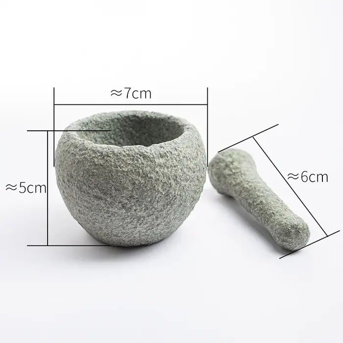 Mortier et pilon en pierre naturelle, fait main, Zen Premium, pour thé, épices, cérémonie du thé chi