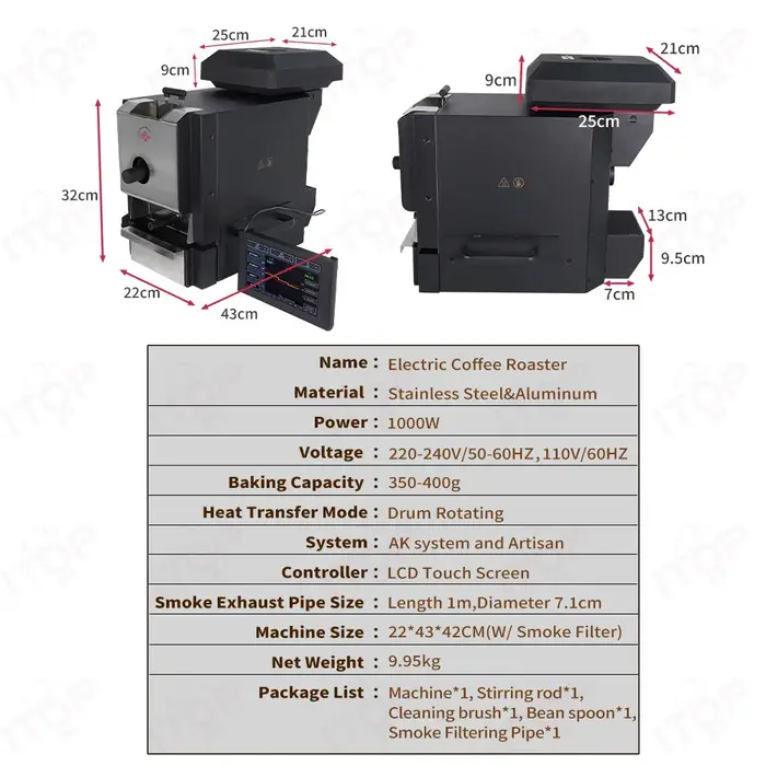 ITOP V2-Torréfacteur de grains de café CYBEROASTER avec connexion artistique