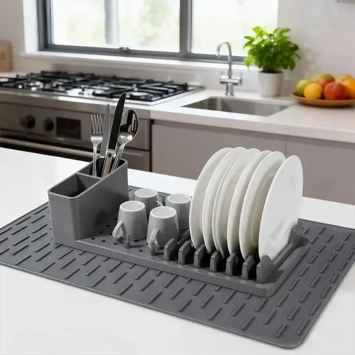 Égouttoir à vaisselle en silicone pliable